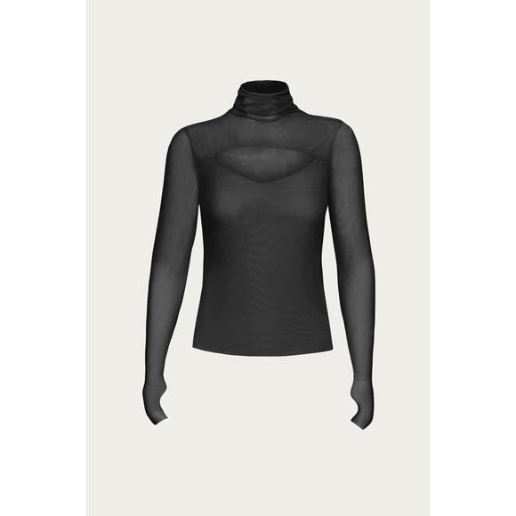 NEW AFRM dawn power mesh turtleneck top in noir - Picture 1 of 1